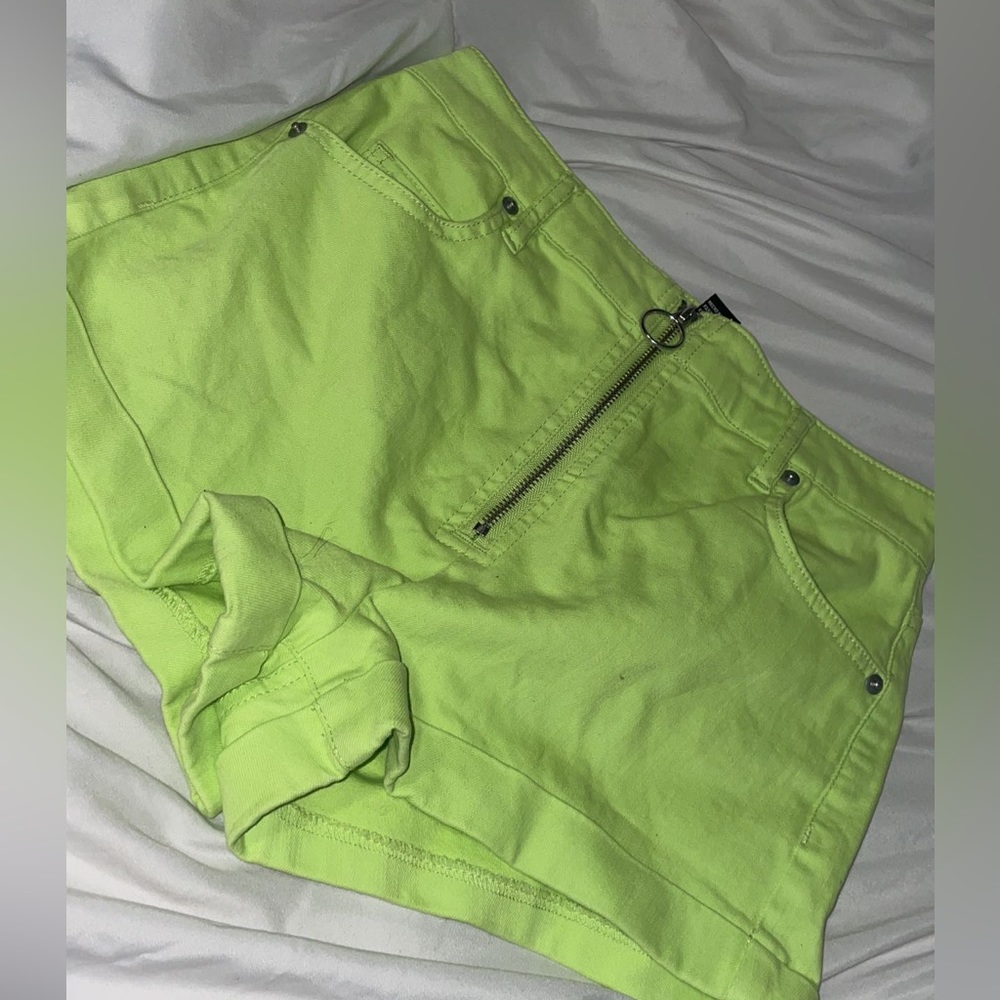 Neon green Rave shorts size Medium forever 21